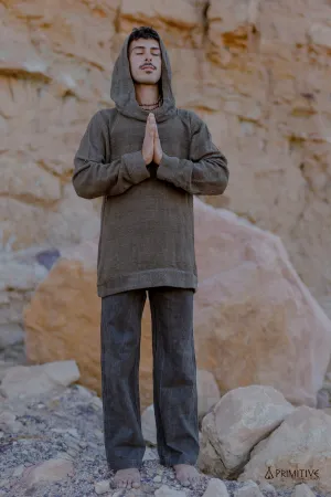 Earthy Hemp Outfit ⋙⋙ Hemp Wool Pullover   Straight Pants ⋙ Herbal Dye Brown