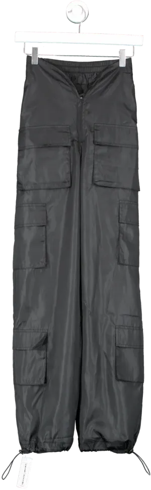 Fashion Nova Black Elasticated Cargo Trousers UK XS