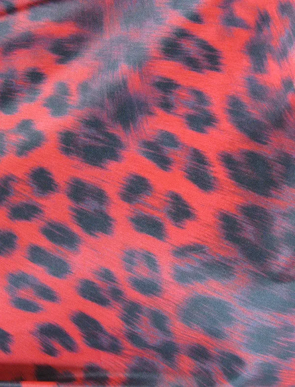 Fashion Salon Apron In Black With Red Leopard Trim