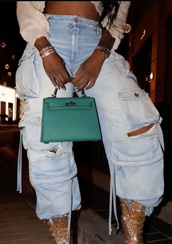 Fashion Washed Process Worn Out Cargo Jeans Women with Pockets Cotton Vintage Casual Denim Pants Women High Street Y2k Trousers