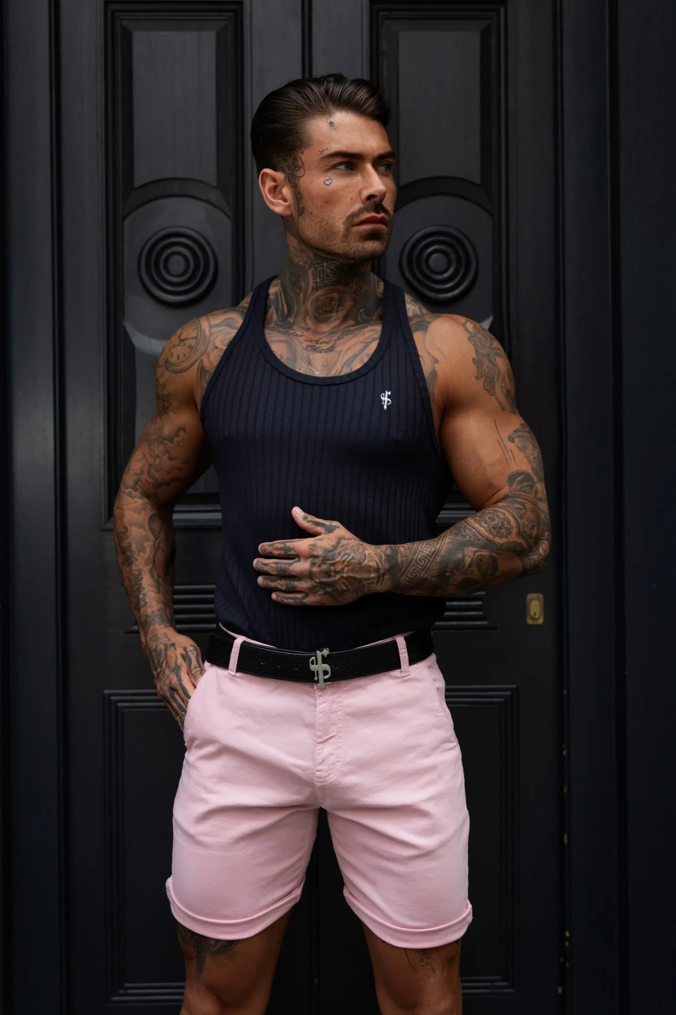 Father Sons Slim Fit Light Pink Chino Shorts - FSH986