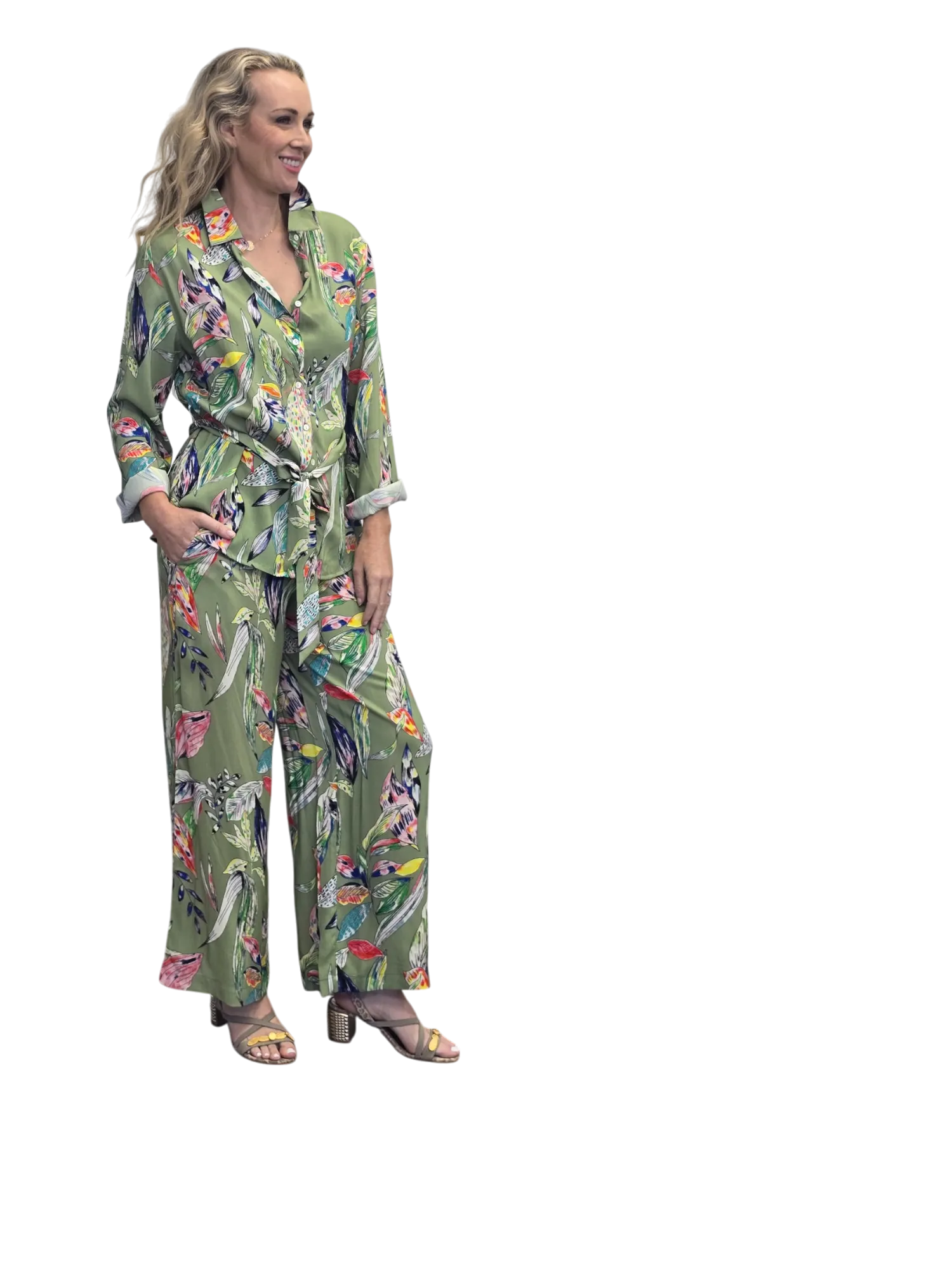FEATHER shirt & pants set