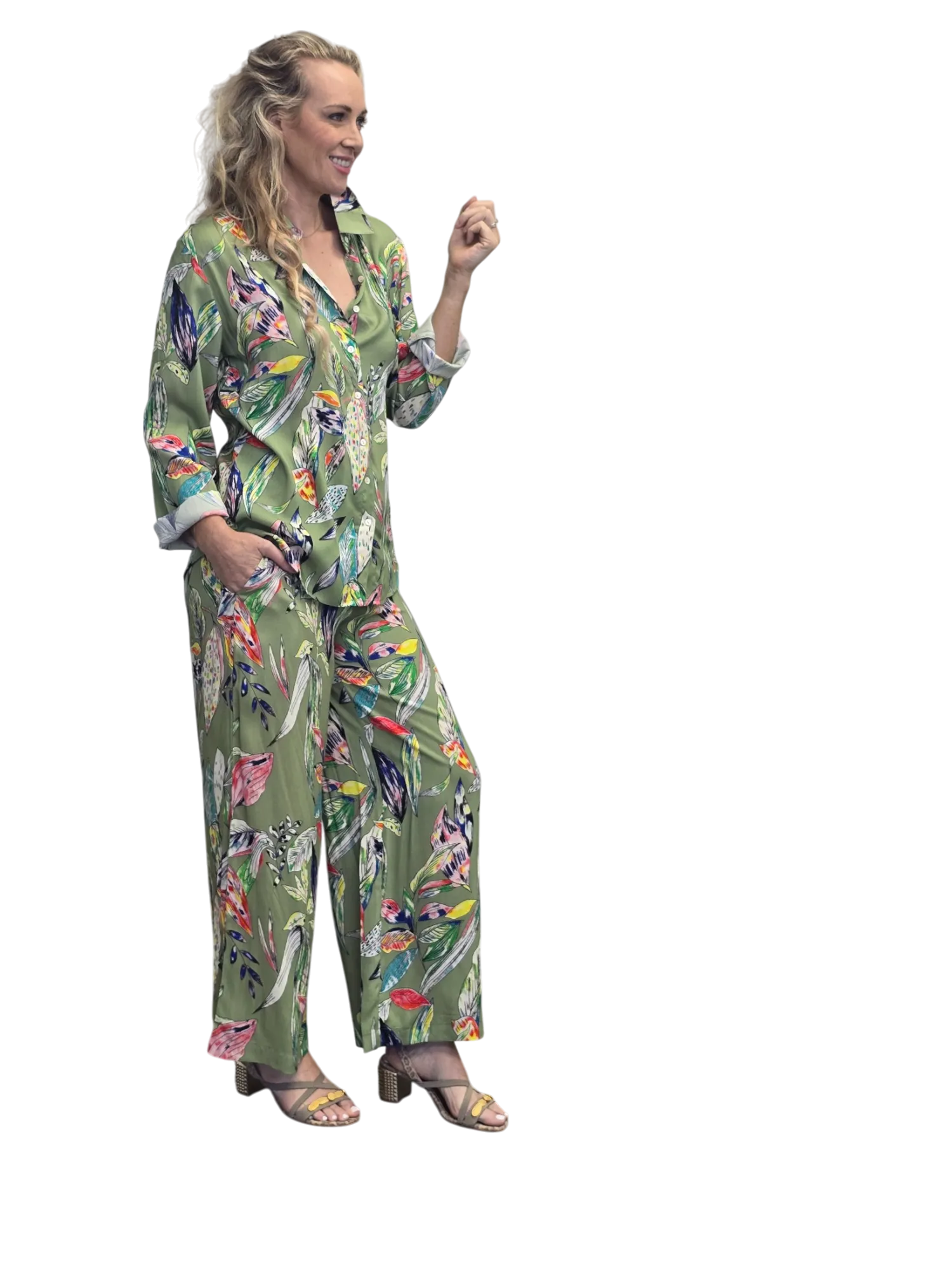 FEATHER shirt & pants set