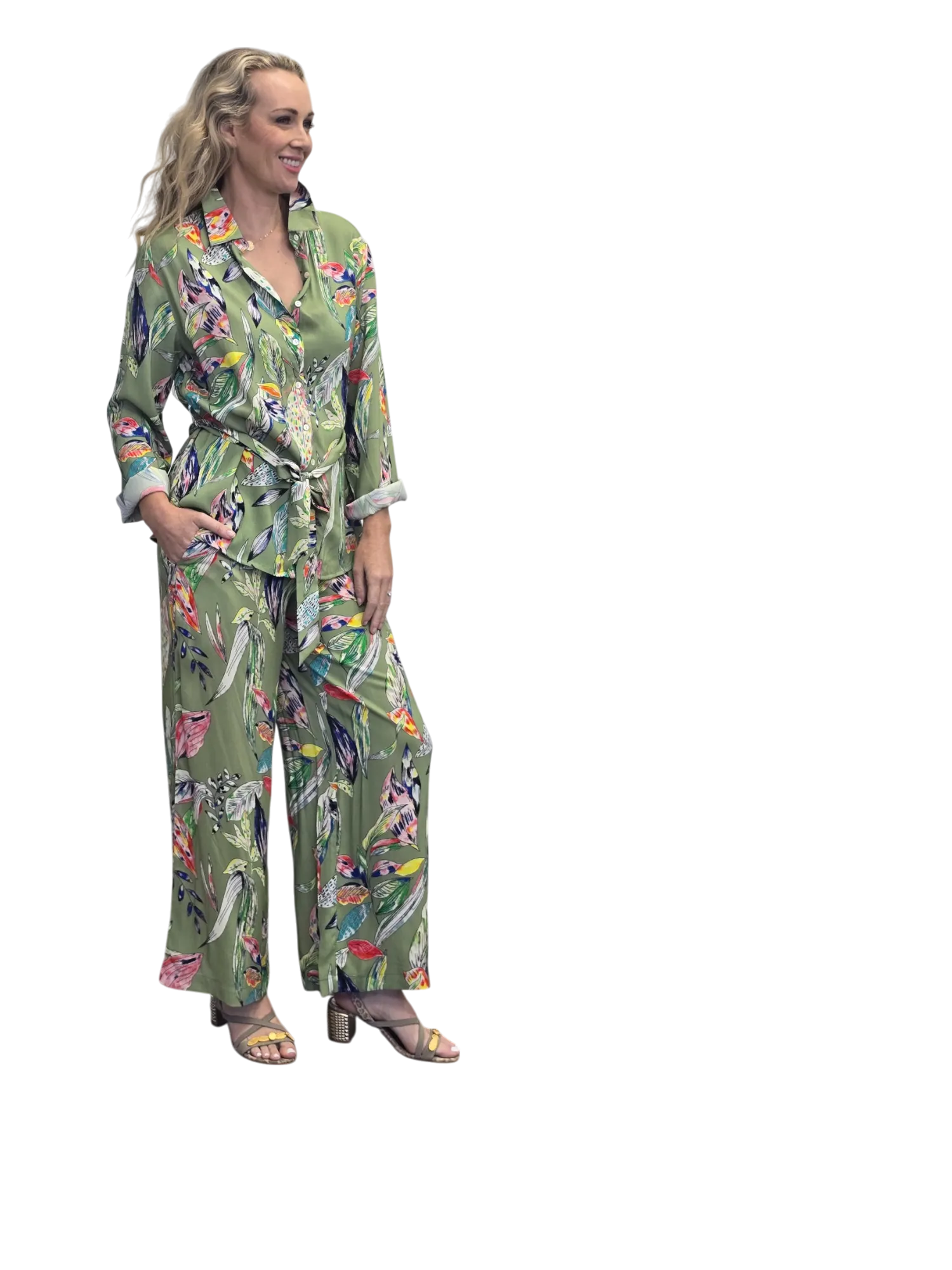 FEATHER shirt & pants set