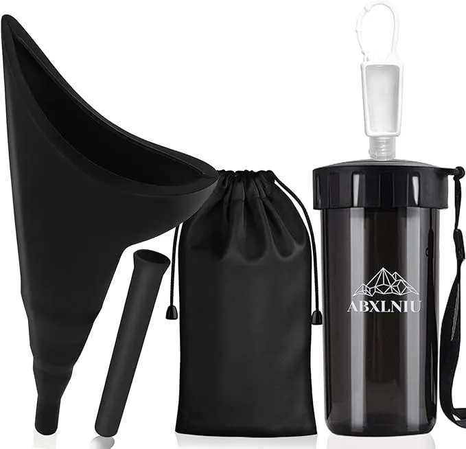 Female Urinal, Silicone Standing Pee Funnel Portable Female Urination Device Reusable for Road Trip,Travel, Camping Gear Essentials Urinal for Women with Cup