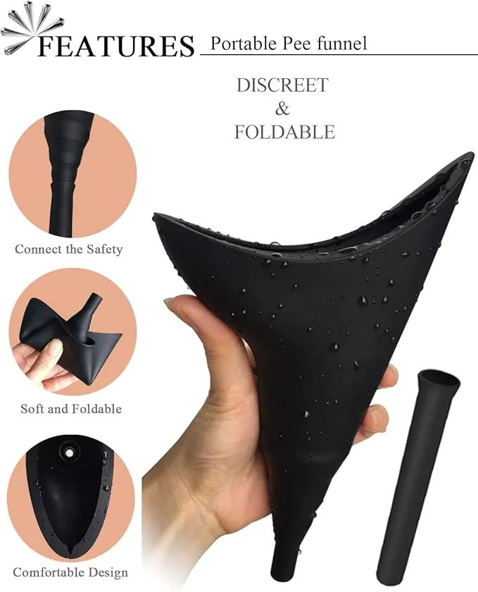 Female Urinal, Silicone Standing Pee Funnel Portable Female Urination Device Reusable for Road Trip,Travel, Camping Gear Essentials Urinal for Women with Cup