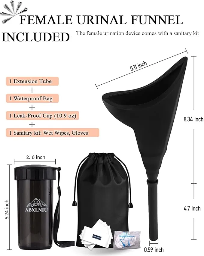 Female Urinal, Silicone Standing Pee Funnel Portable Female Urination Device Reusable for Road Trip,Travel, Camping Gear Essentials Urinal for Women with Cup