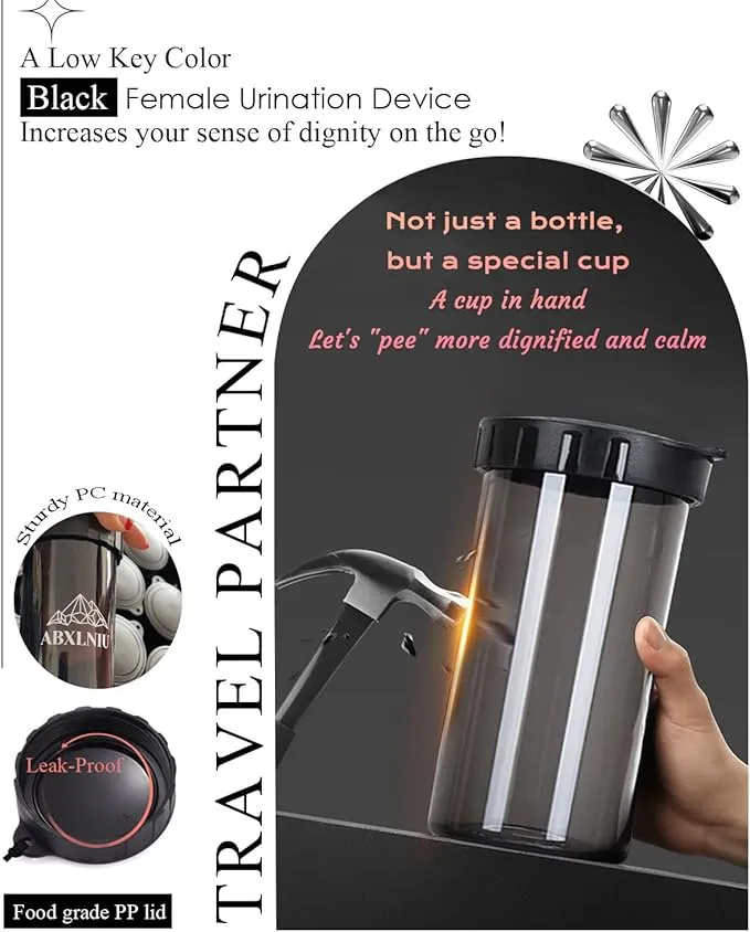Female Urinal, Silicone Standing Pee Funnel Portable Female Urination Device Reusable for Road Trip,Travel, Camping Gear Essentials Urinal for Women with Cup