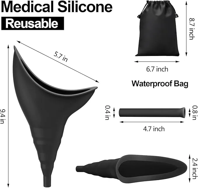 Female Urinal Travel Essentials Female Urination Device Camping Accessories, Portable Urinal Silicone Pee Funnel for Women, Reusable Outdoor Hiking Camping Toilet Gadgets Camper Gifts for Women