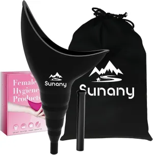 Female Urination Device, Female Urinal Silicone Funnel Urine Cups Portable Urinal for Women Standing Up to Pee Funnel Reusable Women Pee Funnel, Outdoor, Activities, Camping (Black)