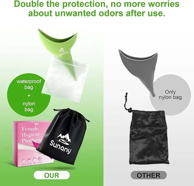 Female Urination Device, Female Urinal Silicone Funnel Urine Cups Portable Urinal for Women Standing Up to Pee Funnel Reusable Women Pee Funnel, Outdoor, Activities, Camping (Green)
