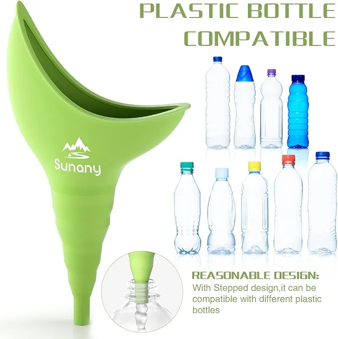 Female Urination Device, Female Urinal Silicone Funnel Urine Cups Portable Urinal for Women Standing Up to Pee Funnel Reusable Women Pee Funnel, Outdoor, Activities, Camping (Green)