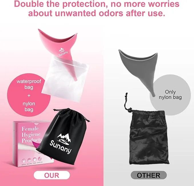 Female Urination Device, Female Urinal Silicone Funnel Urine Cups Portable Urinal for Women Standing Up to Pee Funnel Reusable Women Pee Funnel, Outdoor, Activities, Camping (Pink)
