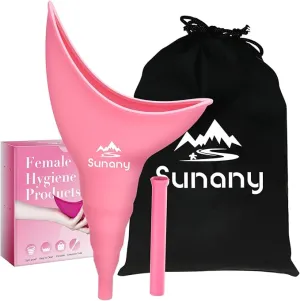 Female Urination Device, Female Urinal Silicone Funnel Urine Cups Portable Urinal for Women Standing Up to Pee Funnel Reusable Women Pee Funnel, Outdoor, Activities, Camping (Pink)