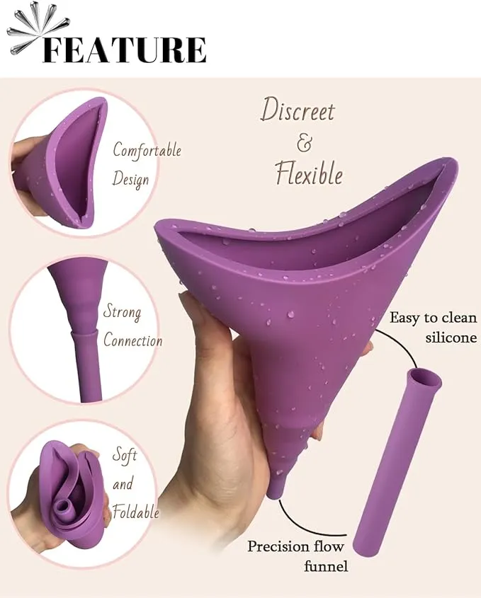 Female Urination Device with Cup, Female Urinals Portable Pee Funnel for Women - Standing Up to Pee Anywhere, Womens Pee Funnel Camping/Hiking Gear Gifts for Women