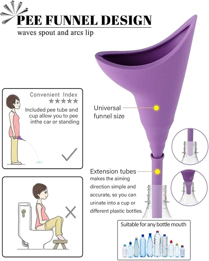 Female Urination Device with Cup, Female Urinals Portable Pee Funnel for Women - Standing Up to Pee Anywhere, Womens Pee Funnel Camping/Hiking Gear Gifts for Women
