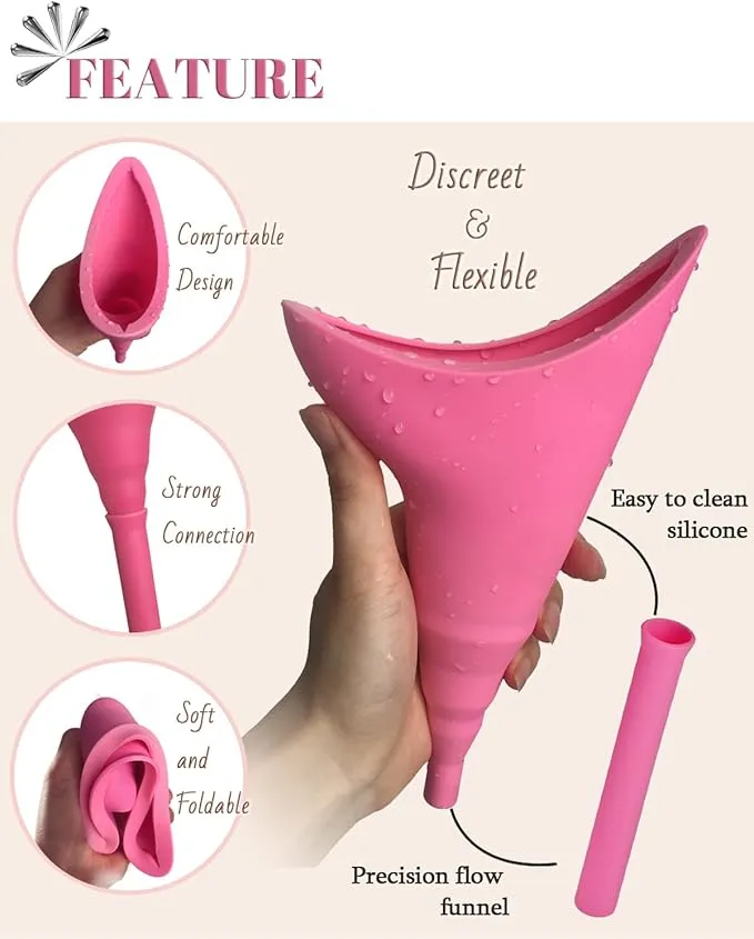 Female Urination Device with Cup, Female Urinals Portable Pee Funnel for Women - Standing Up to Pee Anywhere, Womens Pee Funnel Camping/Hiking Gear Gifts for Women