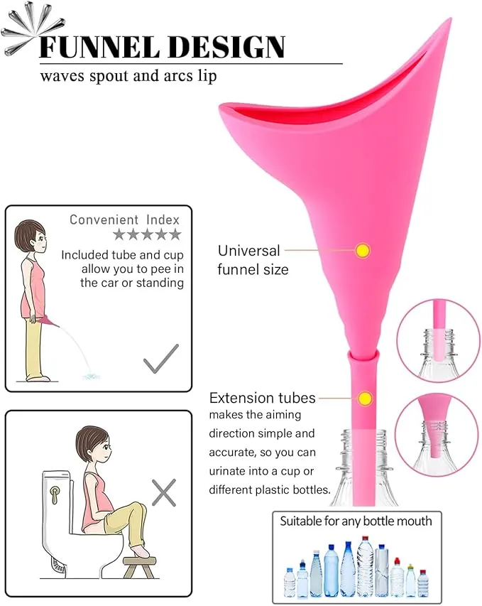 Female Urination Device with Cup, Female Urinals Portable Pee Funnel for Women - Standing Up to Pee Anywhere, Womens Pee Funnel Camping/Hiking Gear Gifts for Women