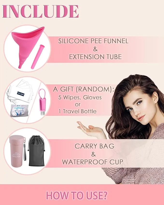 Female Urination Device with Cup, Female Urinals Portable Pee Funnel for Women - Standing Up to Pee Anywhere, Womens Pee Funnel Camping/Hiking Gear Gifts for Women