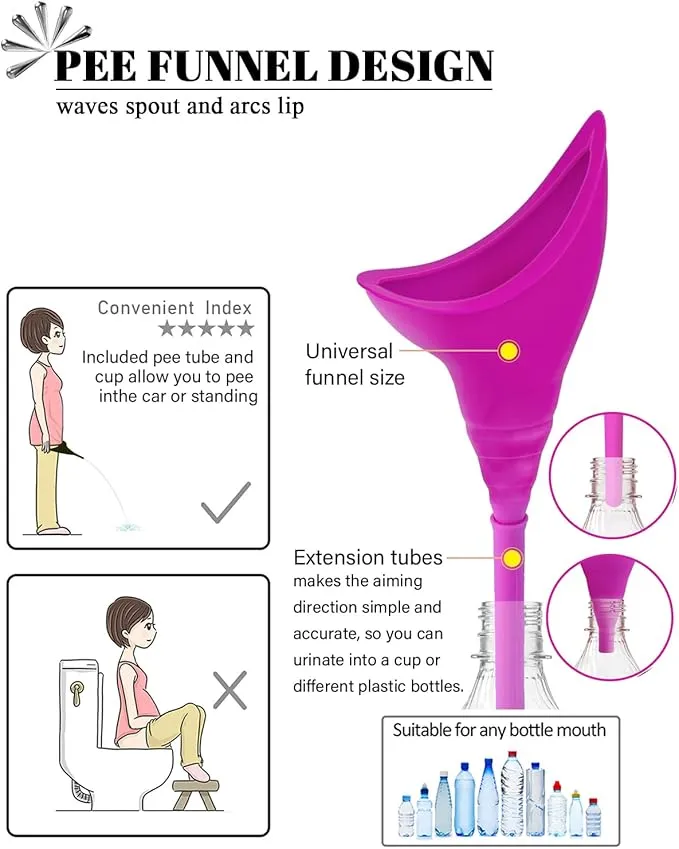 Female Urination Device with Cup, Female Urinals Portable Pee Funnel for Women - Standing Up to Pee Anywhere, Womens Pee Funnel Camping/Hiking Gear Gifts for Women