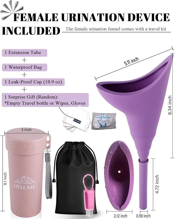 Female Urination Device with Cup, Female Urinals Portable Pee Funnel for Women - Standing Up to Pee Anywhere, Womens Pee Funnel Camping/Hiking Gear Gifts for Women
