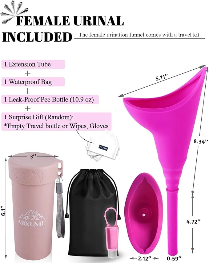 Female Urination Device with Cup, Female Urinals Portable Pee Funnel for Women - Standing Up to Pee Anywhere, Womens Pee Funnel Camping/Hiking Gear Gifts for Women