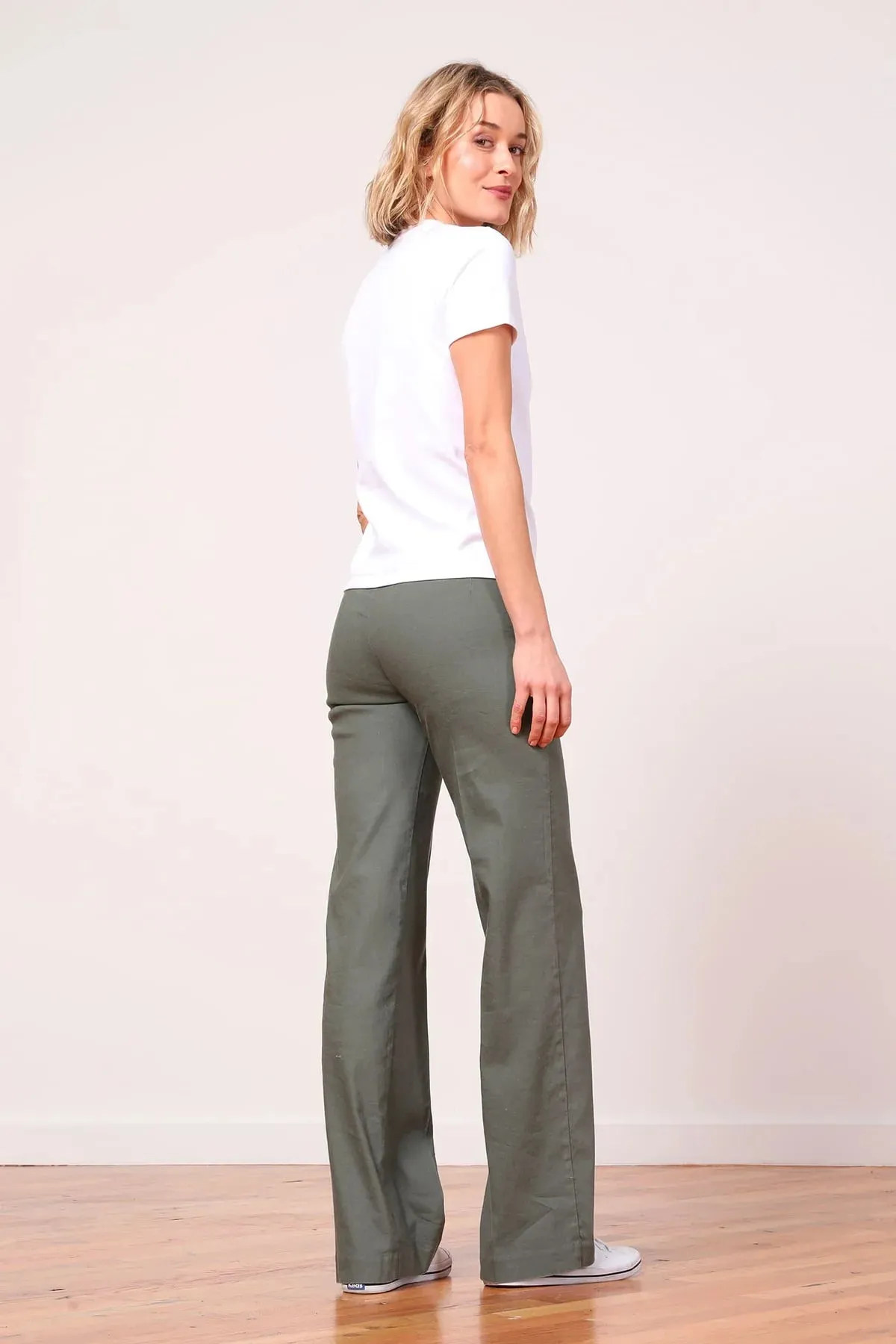 FLAVIA LINEN PANT IN OLIVE GREEN