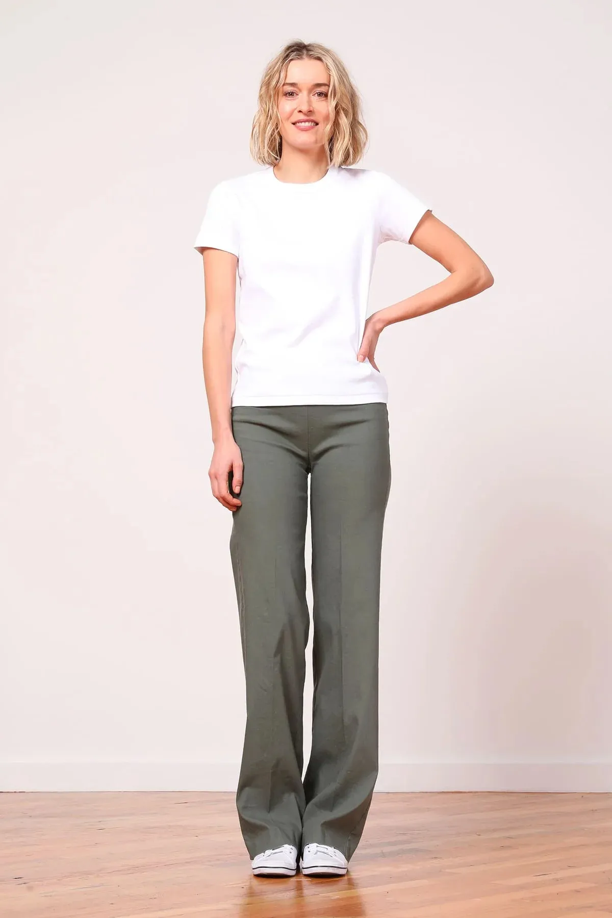 FLAVIA LINEN PANT IN OLIVE GREEN