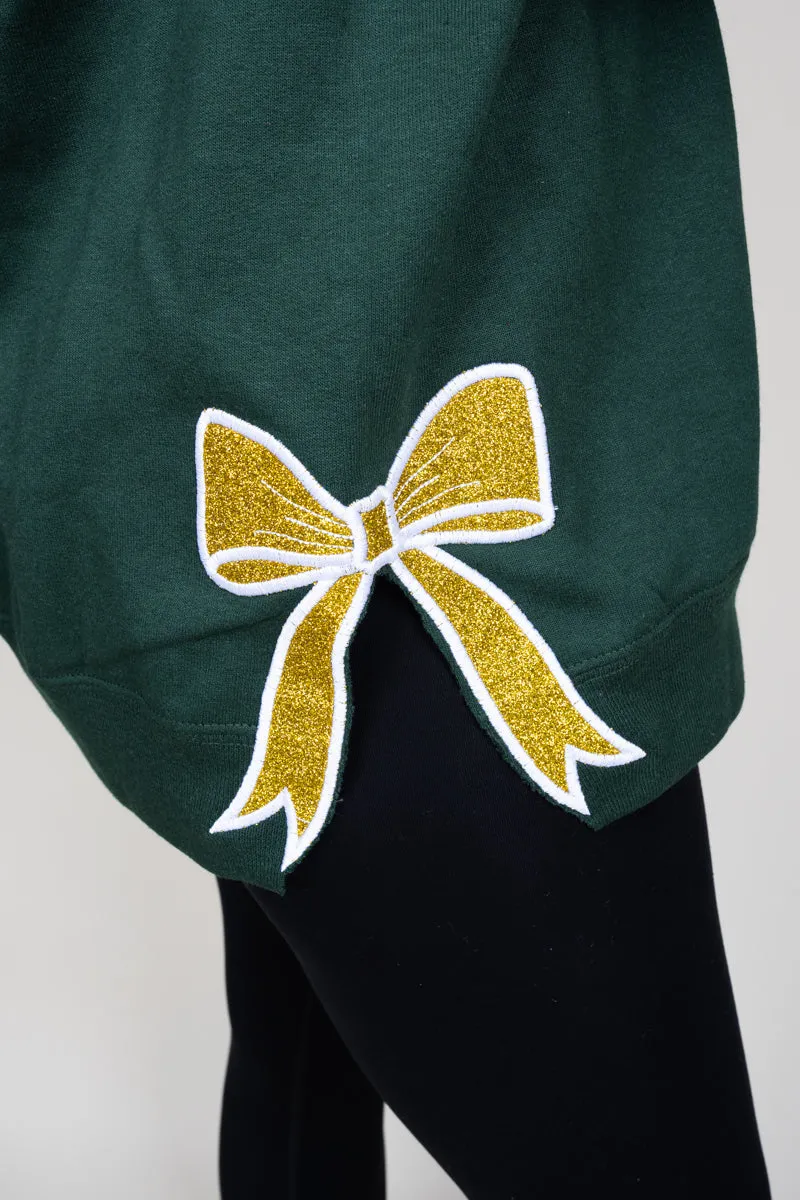 Forest Green You Design It Embroidered Side Bows Unisex NuBlend Crew Sweatshirt *Customize Your Text and Bows
