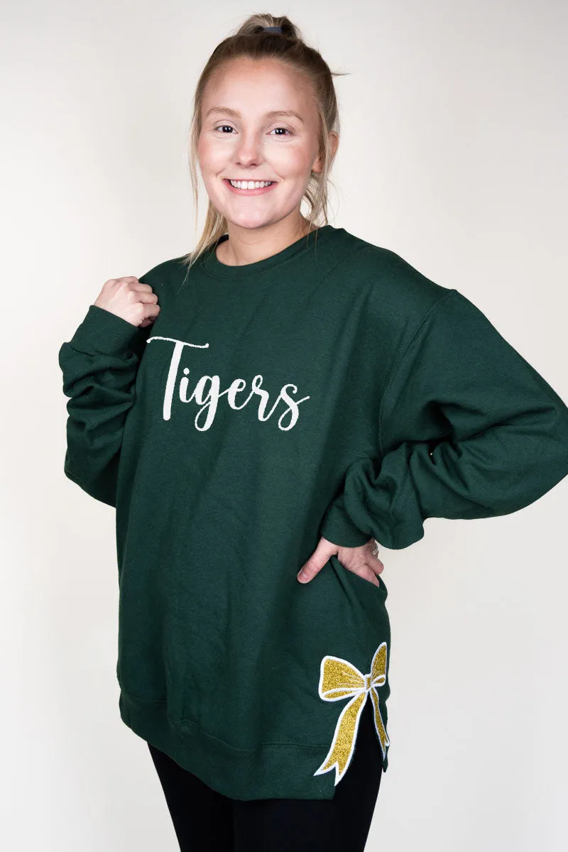 Forest Green You Design It Embroidered Side Bows Unisex NuBlend Crew Sweatshirt *Customize Your Text and Bows