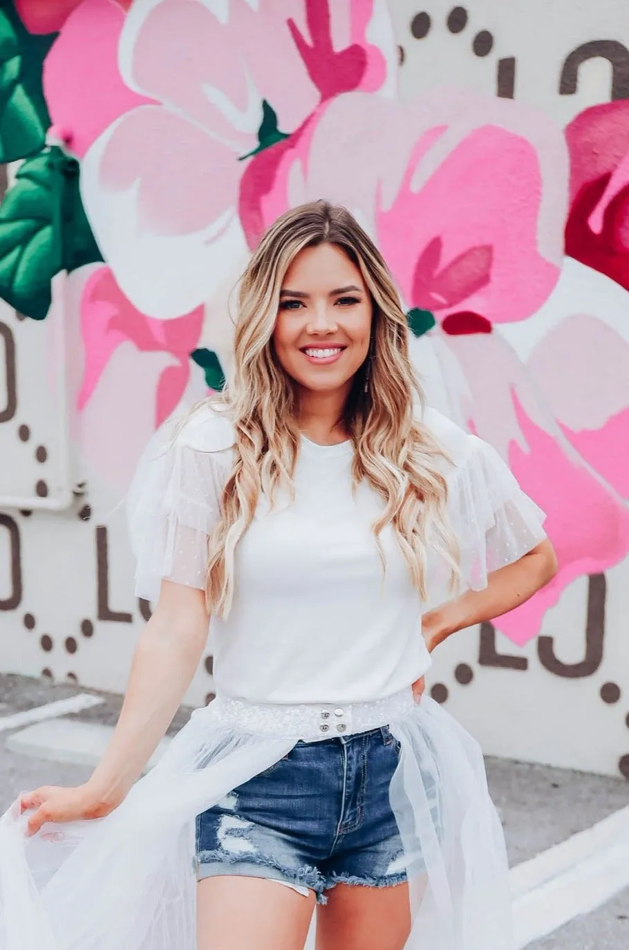 Full Of Style Ruffle Sleeve Top- White