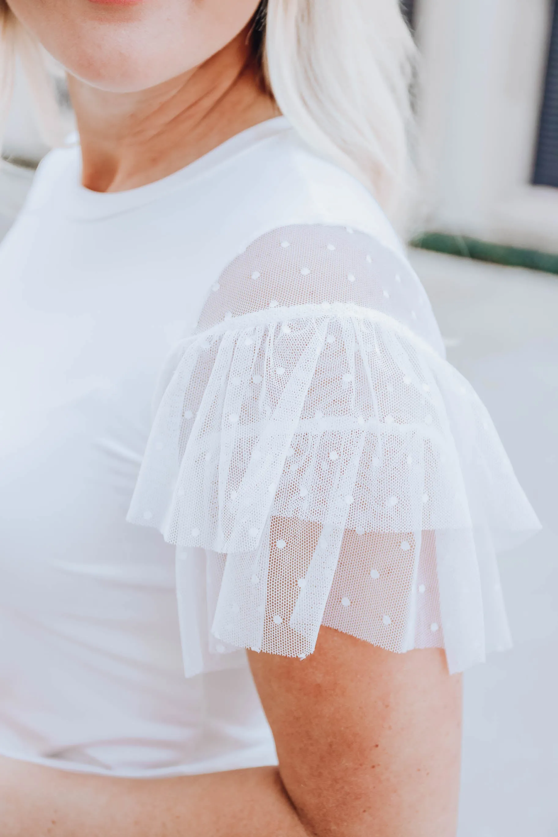 Full Of Style Ruffle Sleeve Top- White