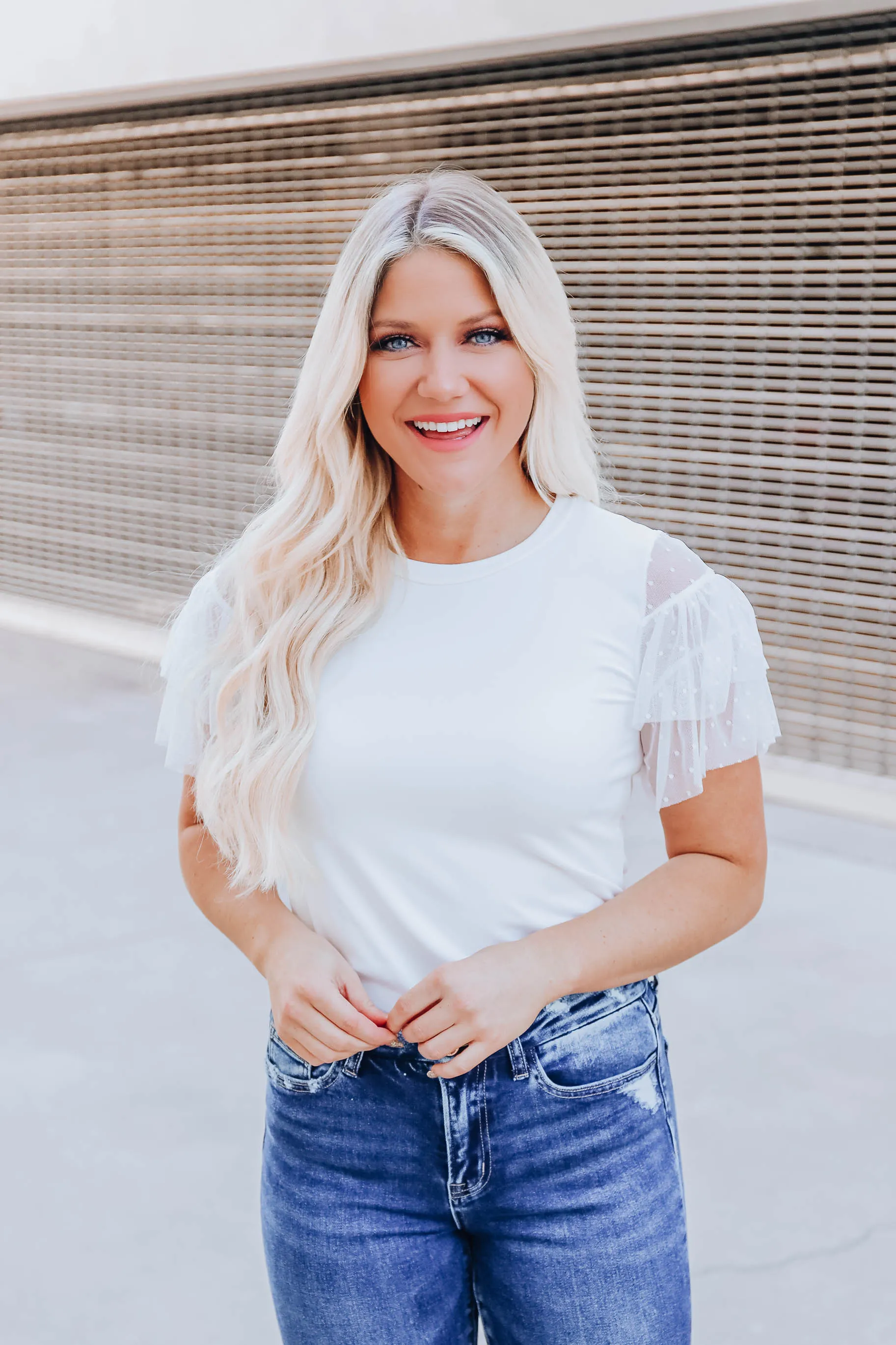 Full Of Style Ruffle Sleeve Top- White