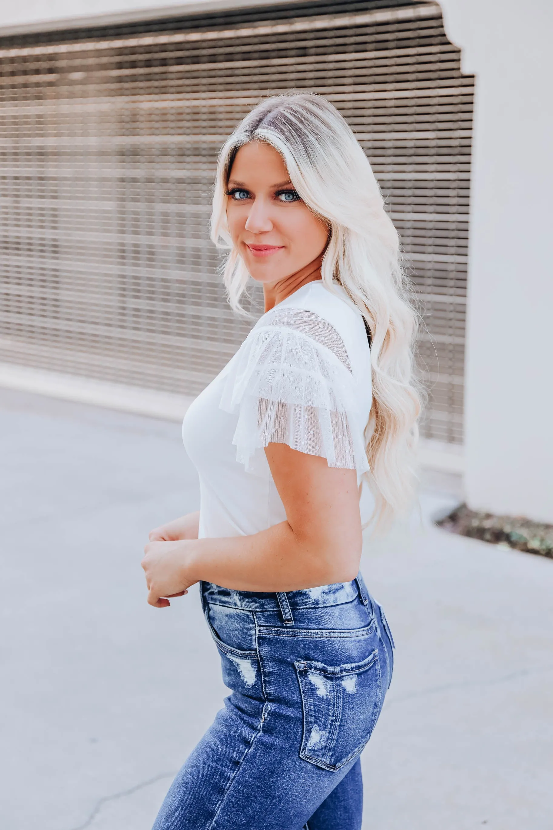 Full Of Style Ruffle Sleeve Top- White