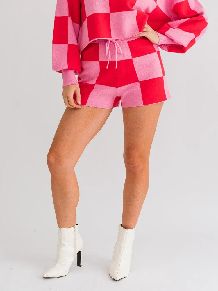 Gabi Checkered Sweater Shorts