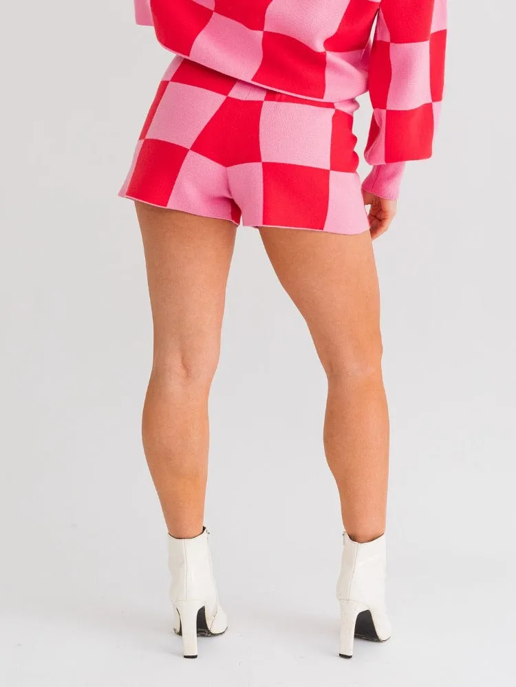 Gabi Checkered Sweater Shorts