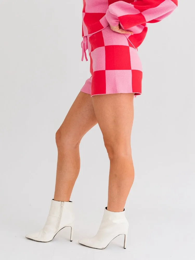 Gabi Checkered Sweater Shorts