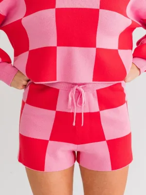 Gabi Checkered Sweater Shorts