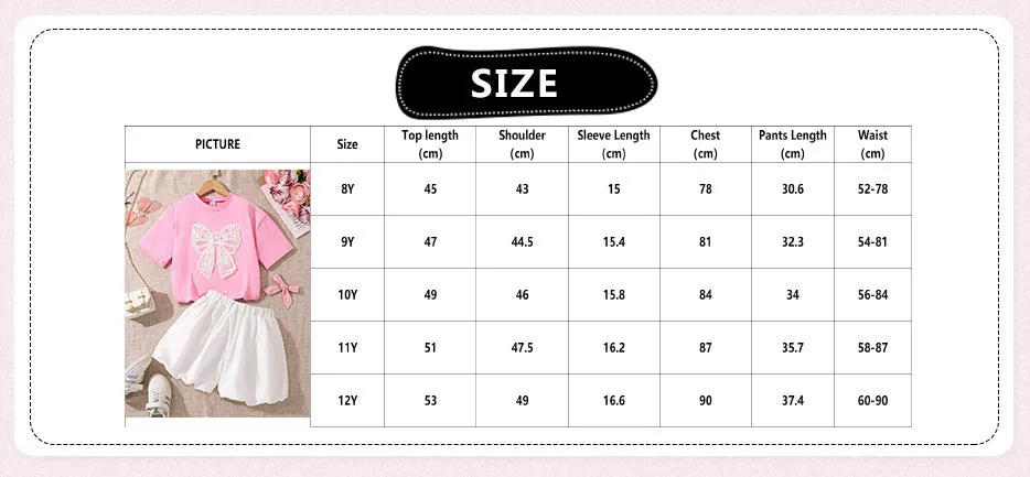 Girls' suits 2025 summer new style fashionable lace bow short-sleeved tops sweet flower bud shorts two pieces