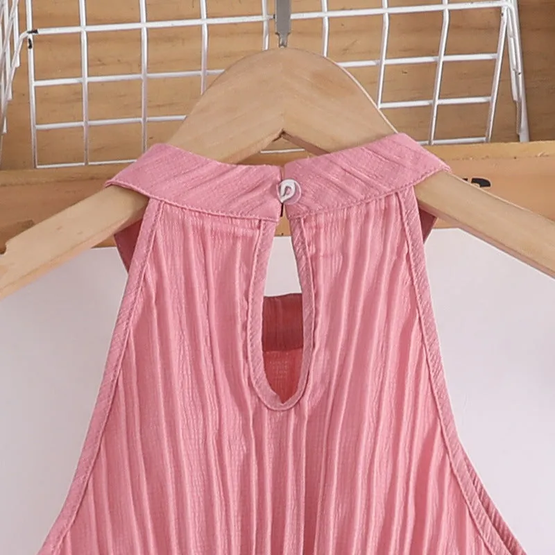 Girls' suits for summer, stylish halter neck sleeveless tops and pants