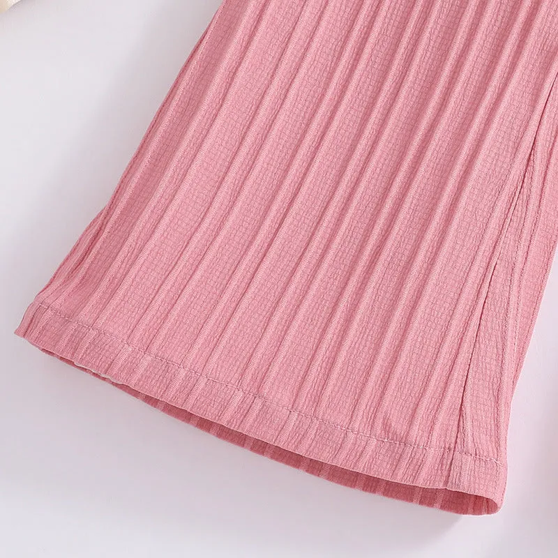 Girls' suits for summer, stylish halter neck sleeveless tops and pants