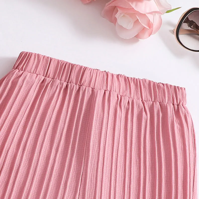 Girls' suits for summer, stylish halter neck sleeveless tops and pants