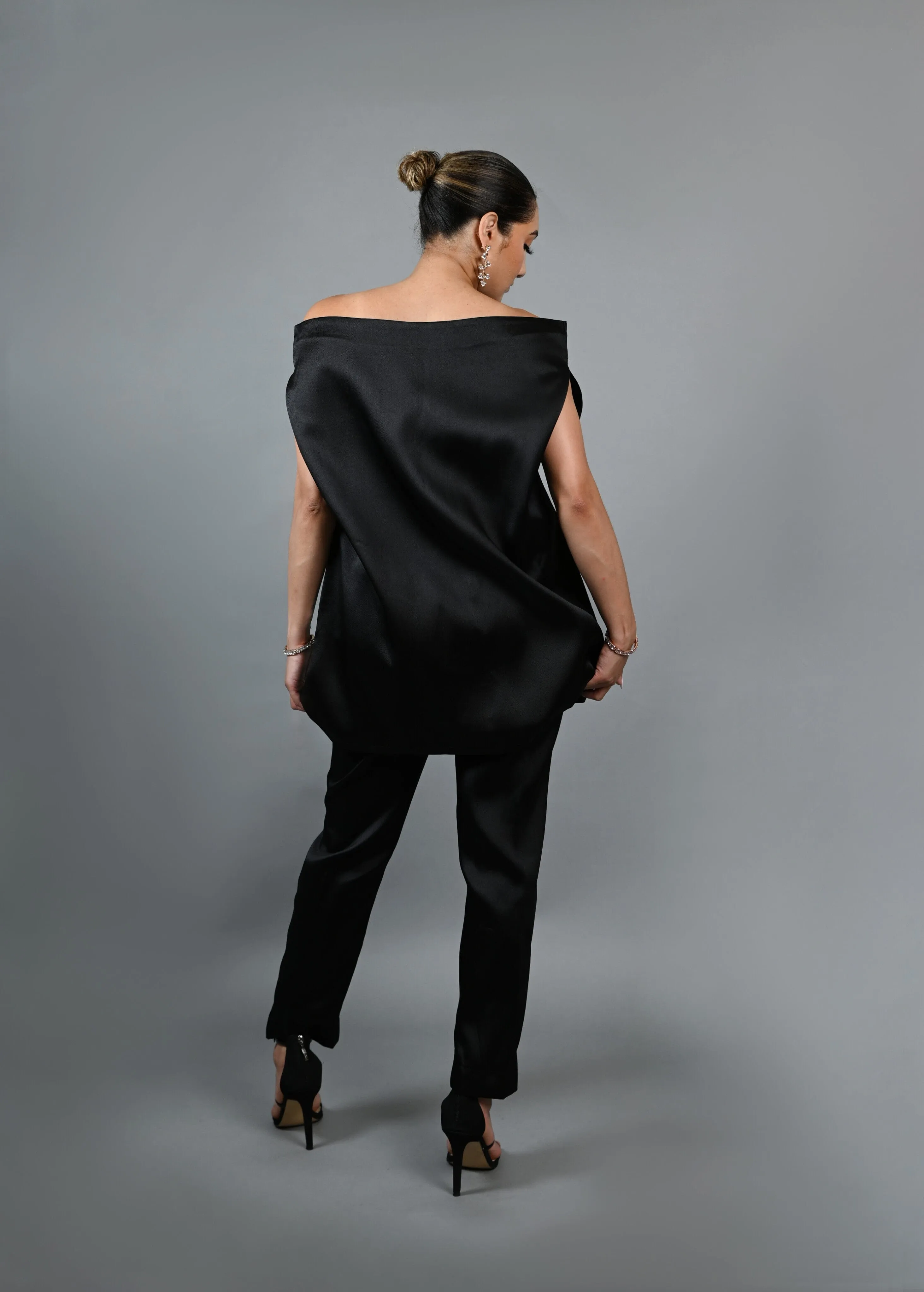 Goddess Pant set (Black )  - Mikado silk with multicolor sequin