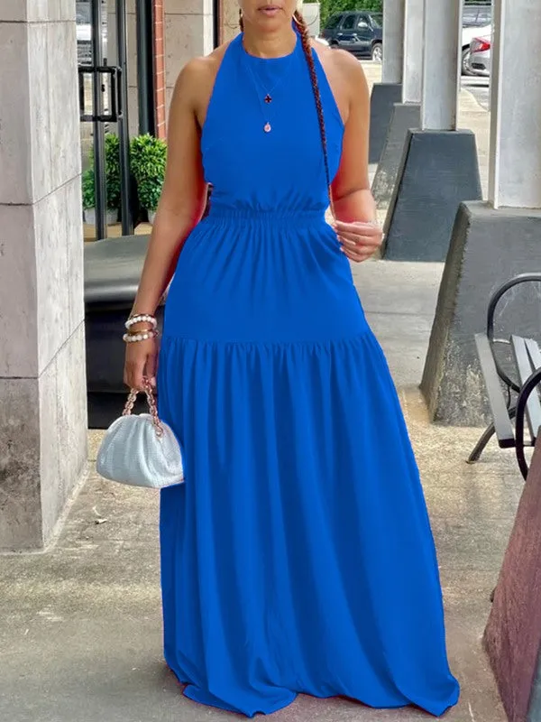 Gorgeousladie Halter Elastic-Waist Maxi Dress