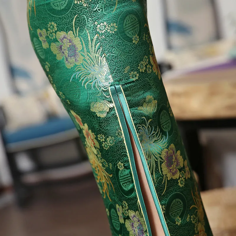 Green Rayon Cheongsam Chinese Classic