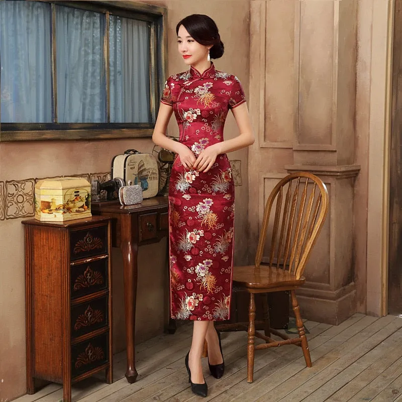 Green Rayon Cheongsam Chinese Classic