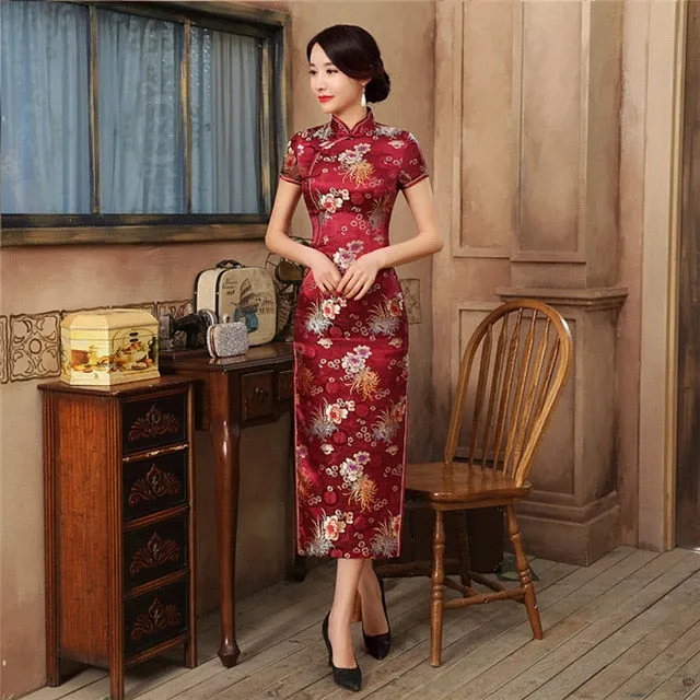 Green Rayon Cheongsam Chinese Classic