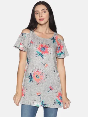 Grey Printed Rayon Tunic