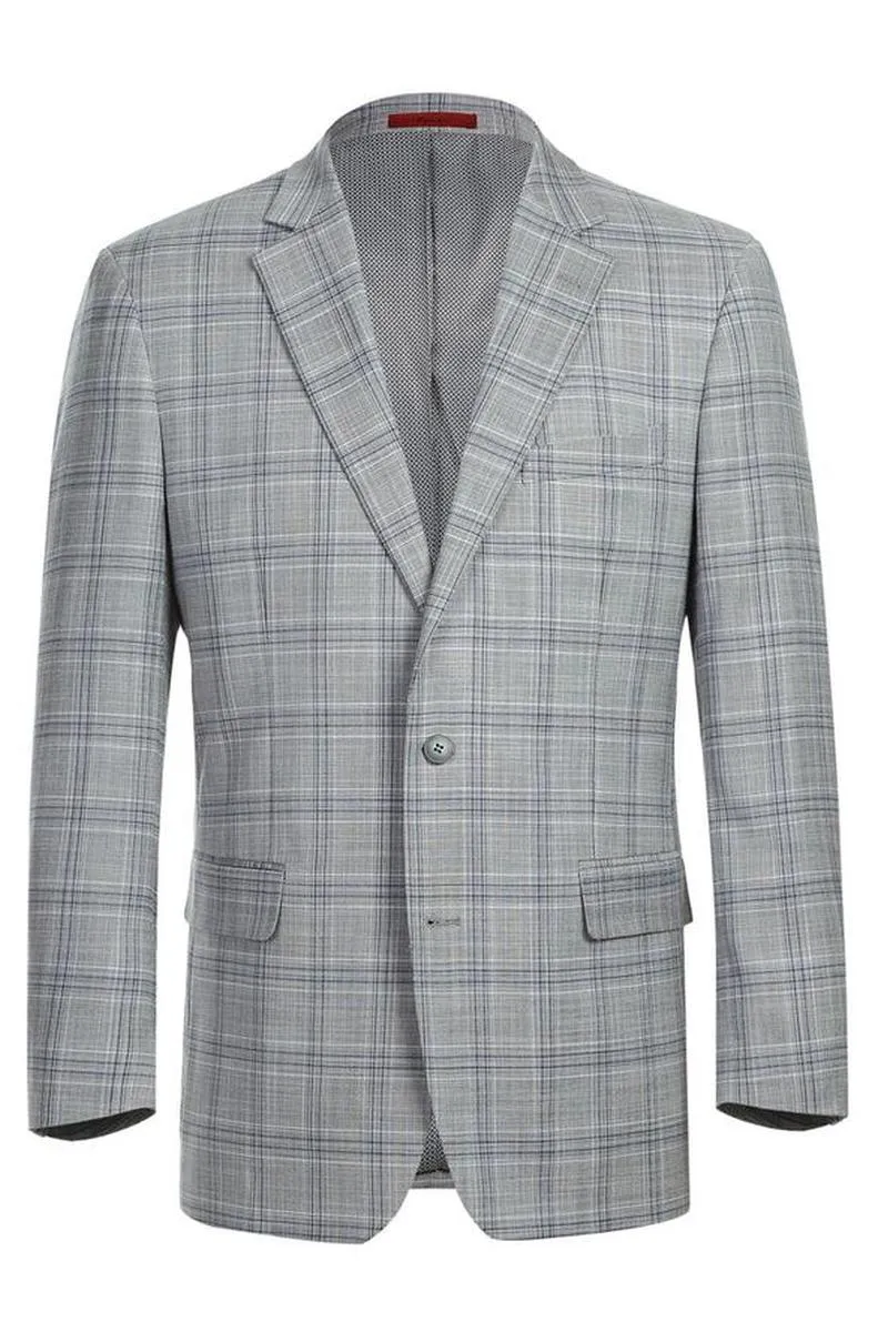 Grey Windowpane 2-Button Notch Suit (2-Piece Set)