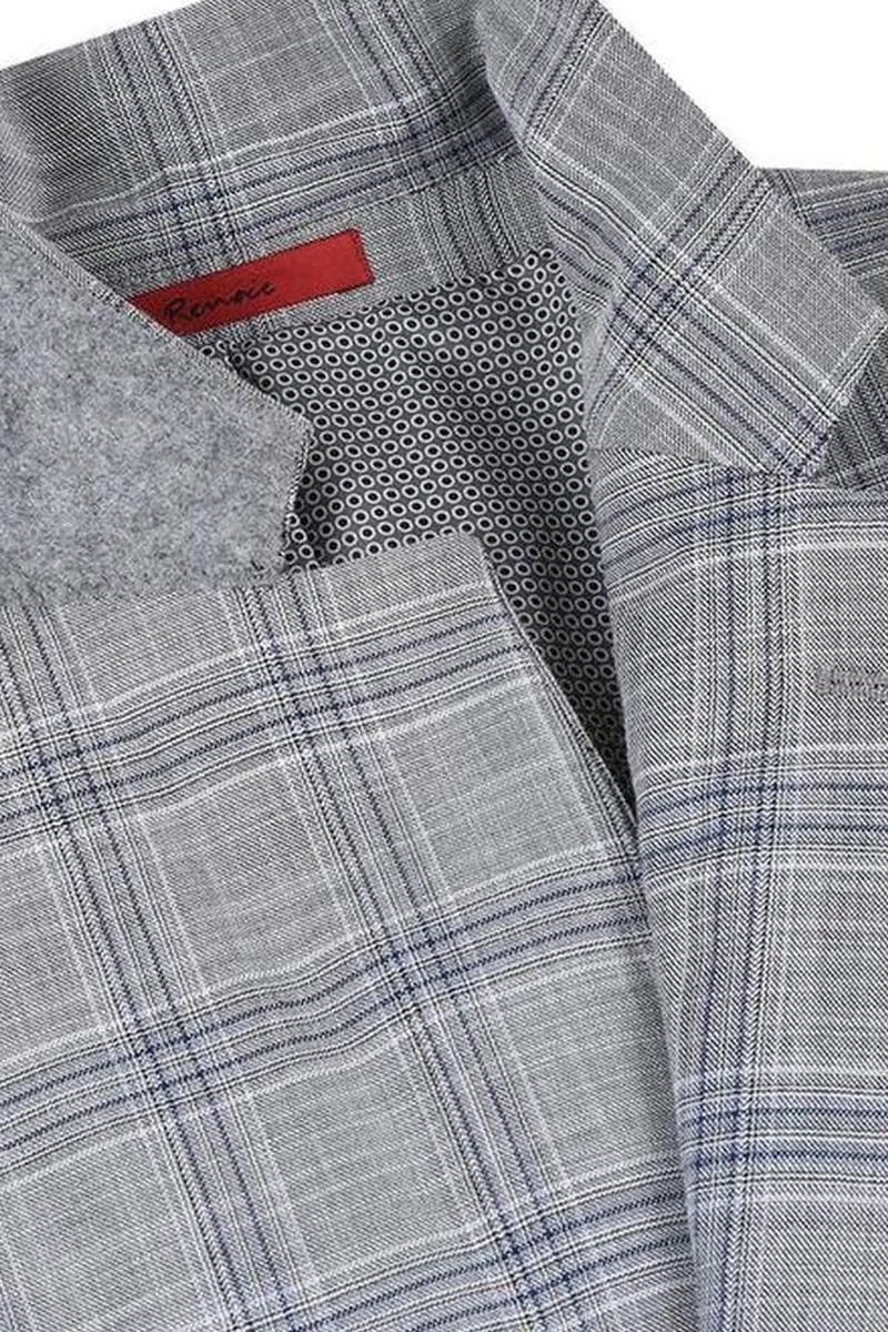 Grey Windowpane 2-Button Notch Suit (2-Piece Set)